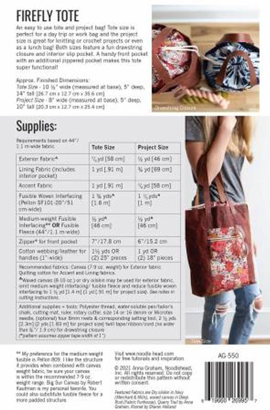 Noodlehead, Firefly Tote veskemønster